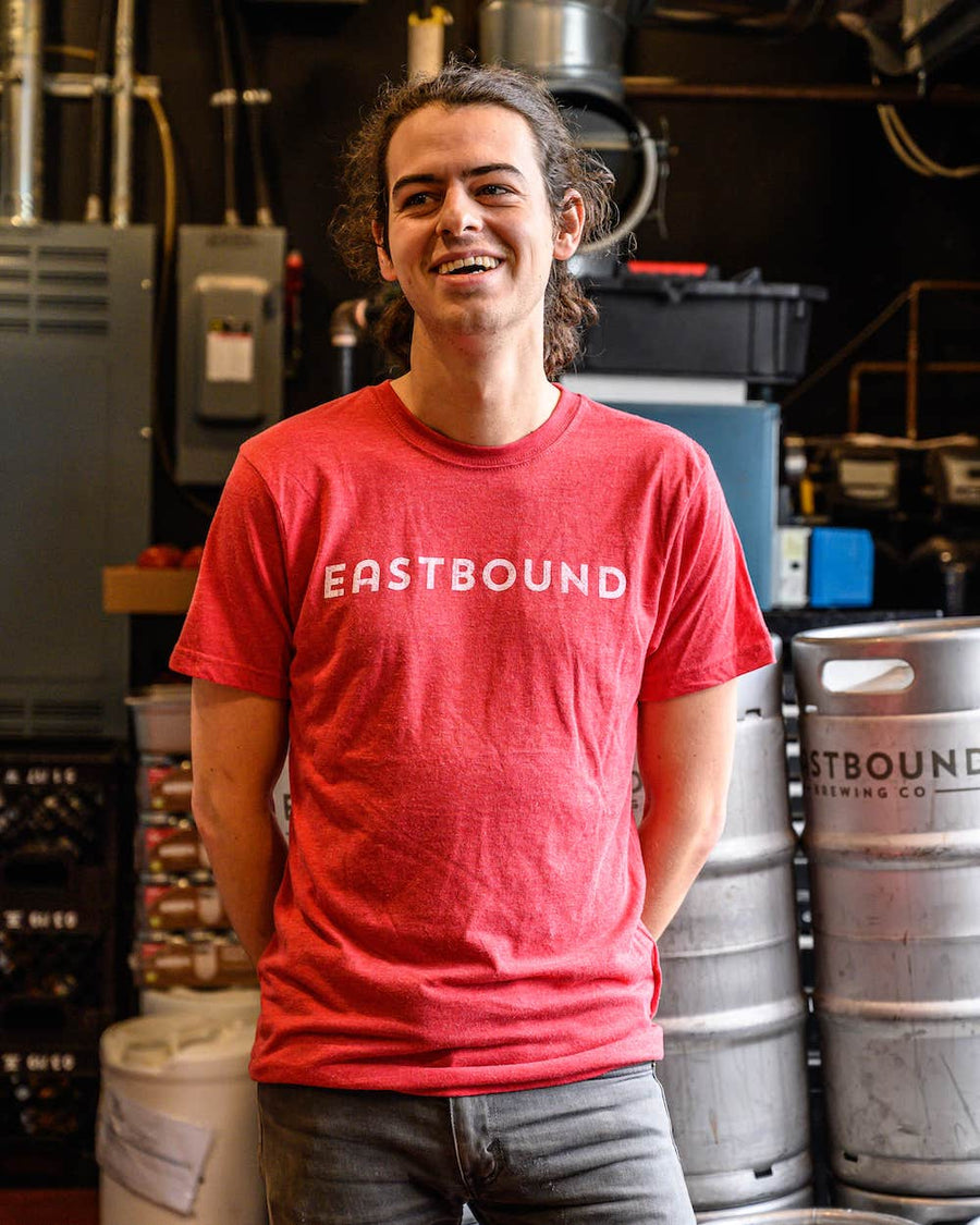 red eastbound script t-shirt tri-blend material