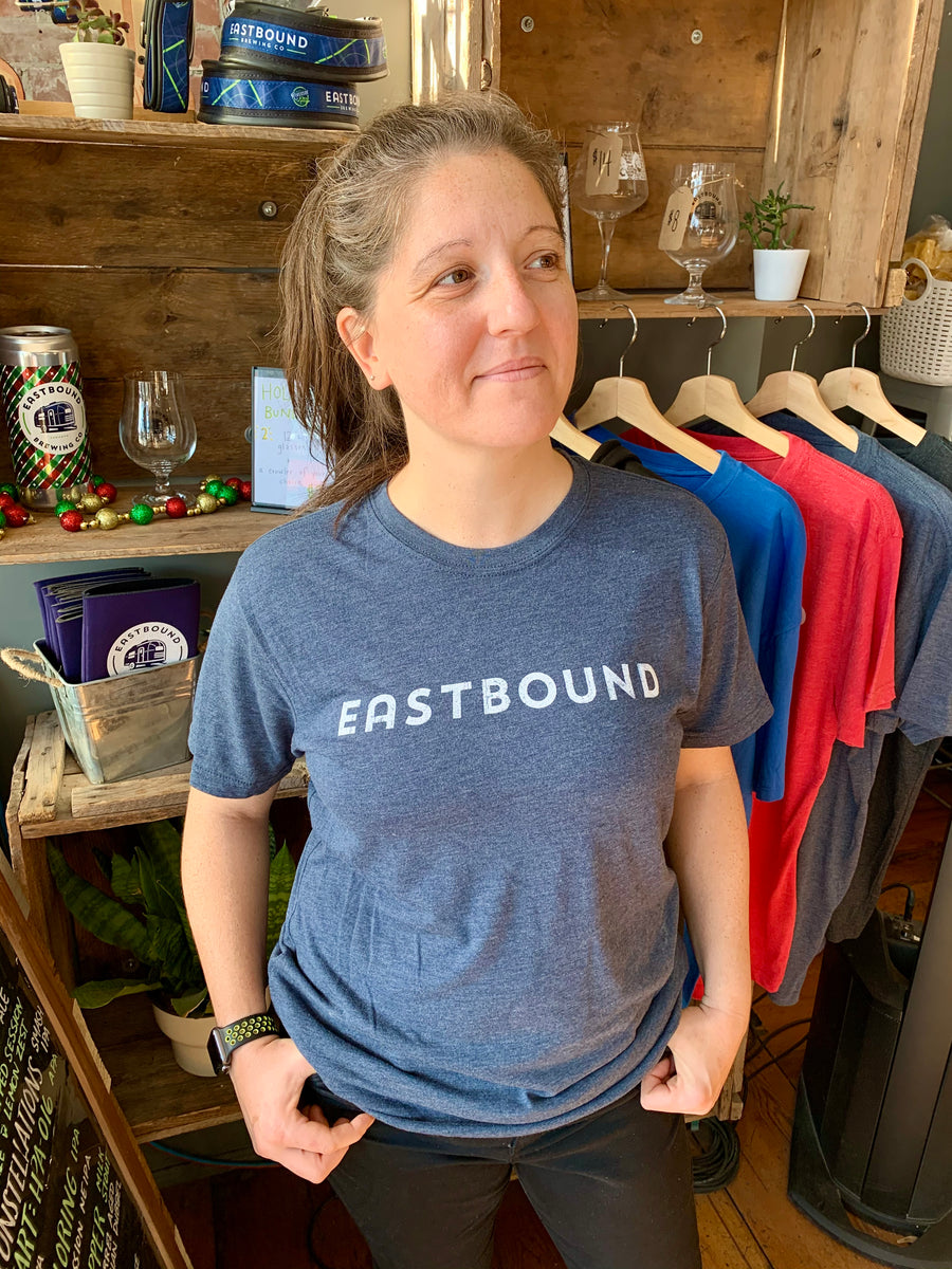 navy eastbound script t-shirt tri-blend material